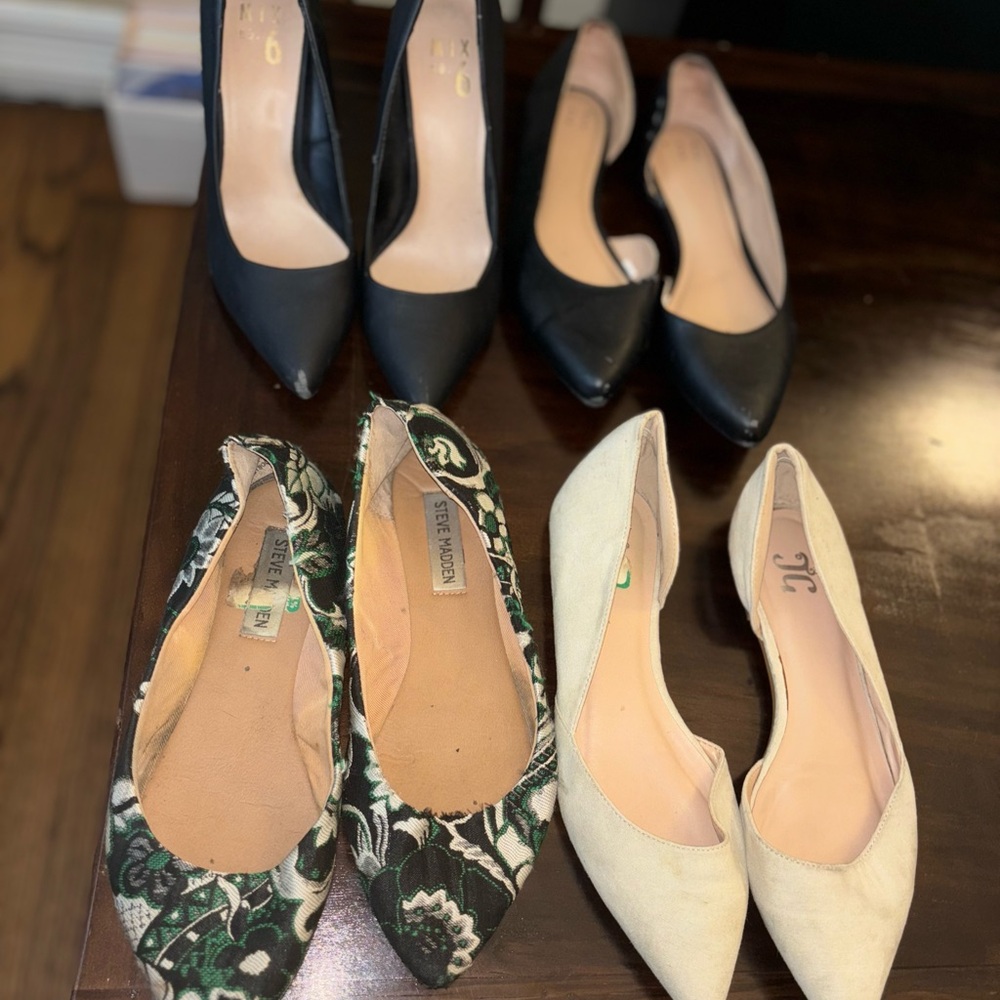 Bundle of Women’s shoes Black, Floral, and Cream